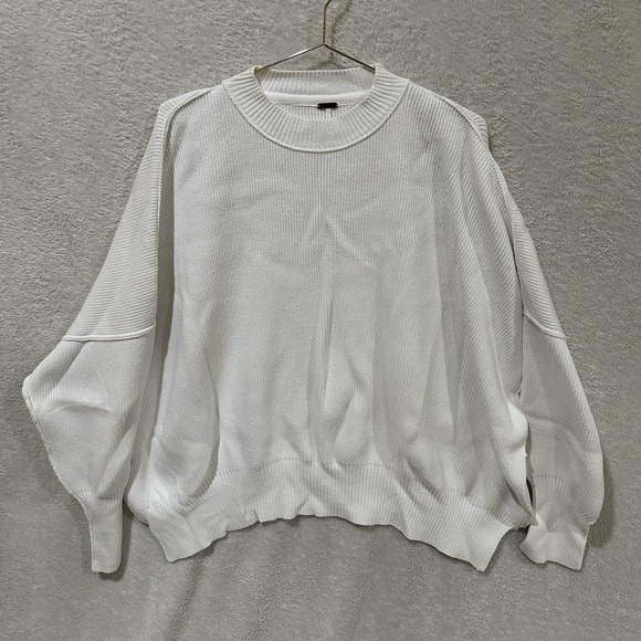 Free People Arcadia White Easy Street Pullover  Sweater Tunic Small Oversized - Picture 1 of 10